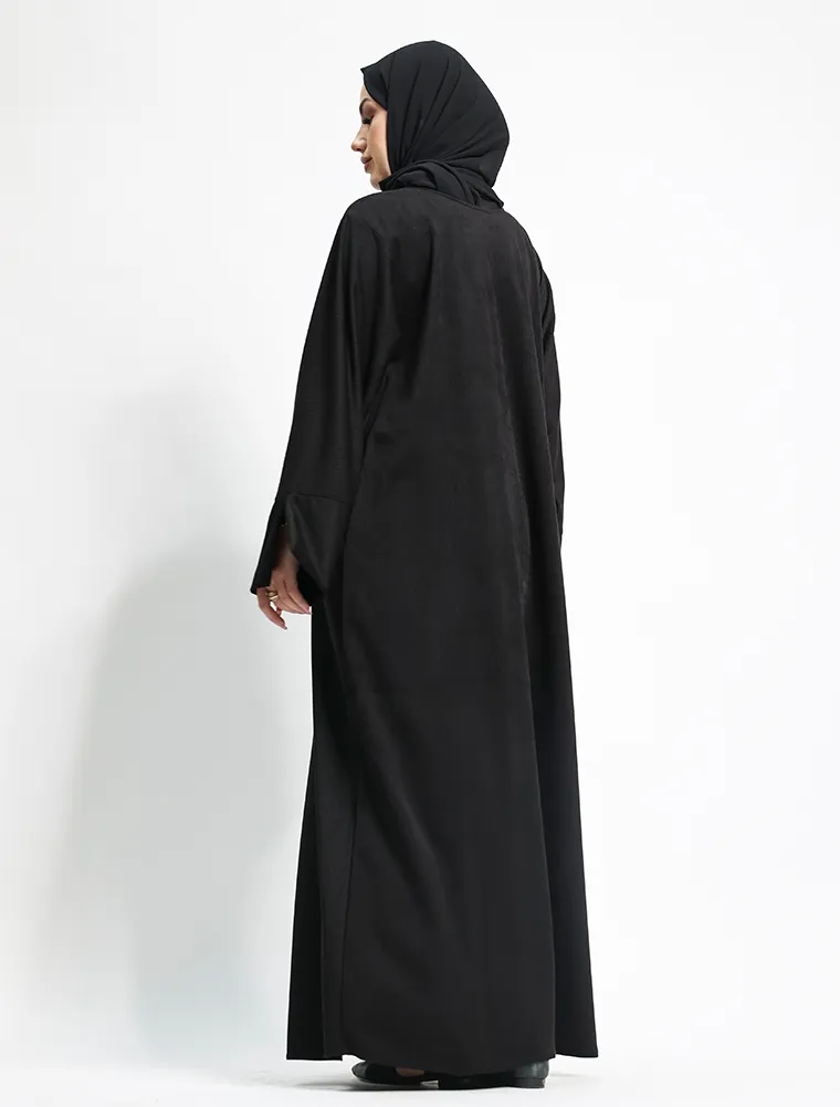 Black Suede Feel Stretch Abaya